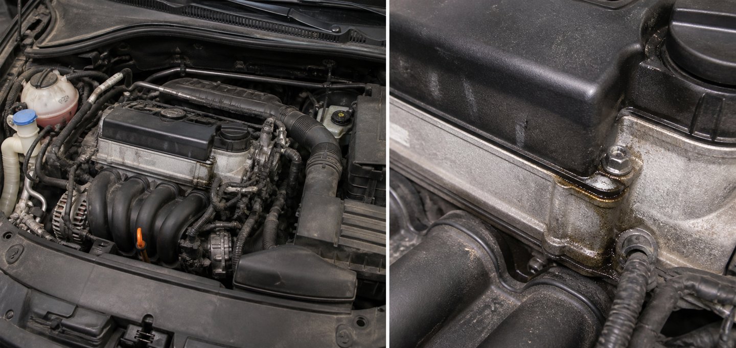 Illustrative engine bay overview in a sample inspection report