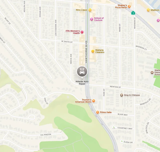 Hillside Auto Repair location on Apple Maps
