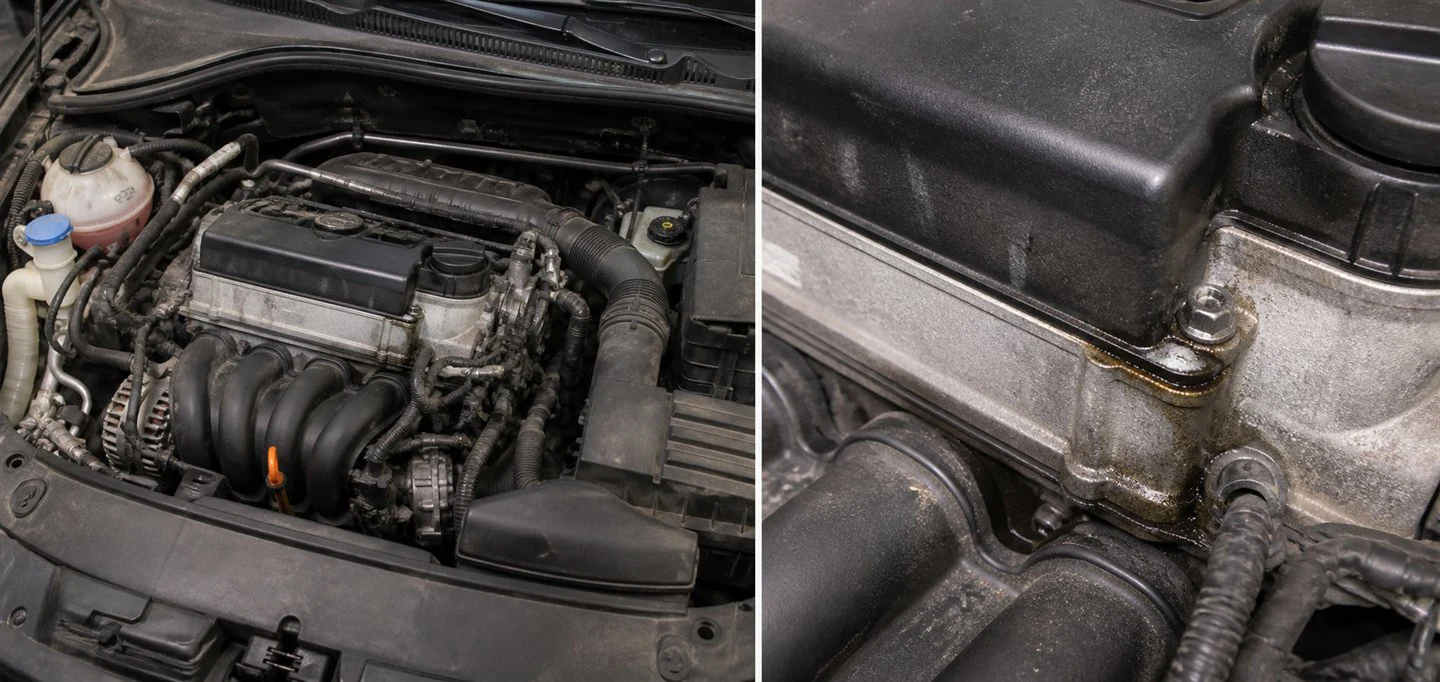 Illustrative engine bay overview in a sample inspection report